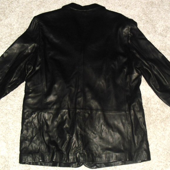 Claiborne $275 Mens Genuine Lambskin Leather Black Button Jacket sz. XL New - Picture 4 of 4